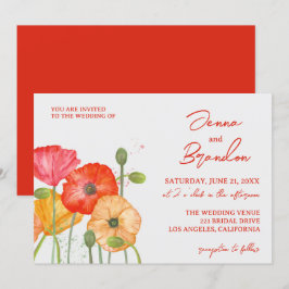 Convites Convocação para Casamento Floral de Corpo Vermelho