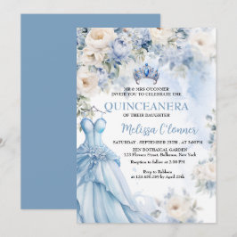 Convites Convocação para Casamento Floral de Dusty Blue Ivo