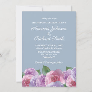 Convites Convocação para Casamento Floral Púrpura Púrpura D