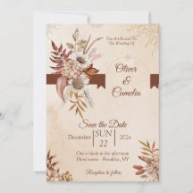 Convocação para Casamento Floral Rustic Neutral Bo