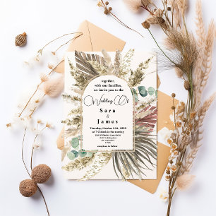 Convites Convocação para Casamento Floral Rustic Neutral Bo