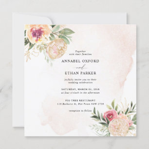 Convites Convocação para Casamento Praça de Peony e Flor