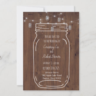 Convites Convocação para Casamento Rustic Jar Twinkle