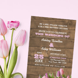 Convites Convocação para Casamento Rustic Tulips & Barnwood
