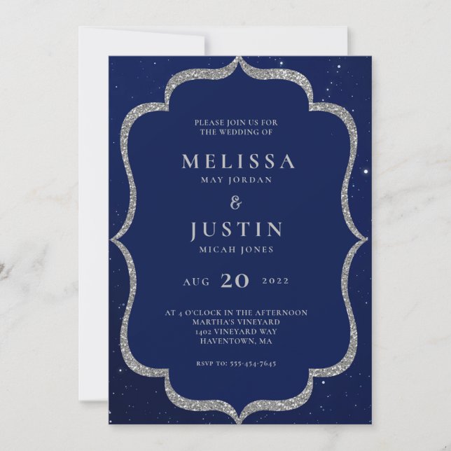 Convites Convocação para Casamento Simples Moderno Starry N (Frente)
