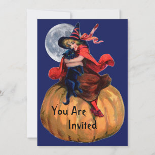Convites Convocação para Garota de Bruxa e Halloween