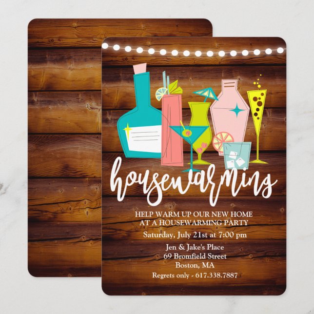 Convites Convocação para o aquecimento doméstico das bebida (Frente/Verso)