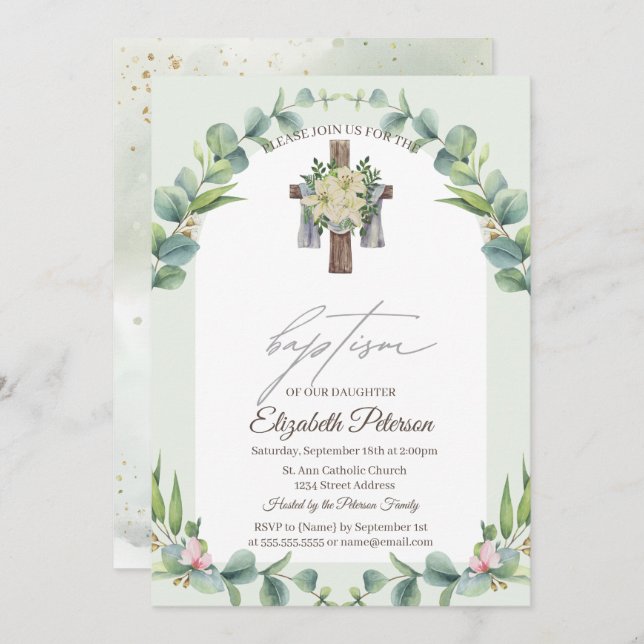 Convites Convocação para o batismo da madeira floral (Frente/Verso)