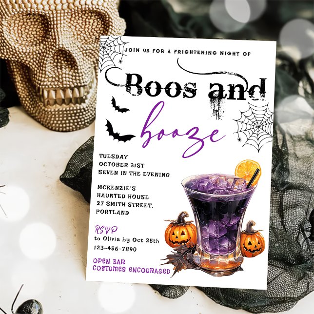 Convites Convocação para o Boos e Booze Halloween (Criador carregado)