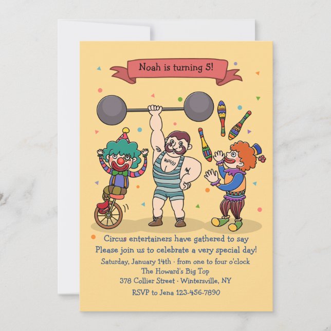 Convites Convocação para o Circus Entertainers (Frente)