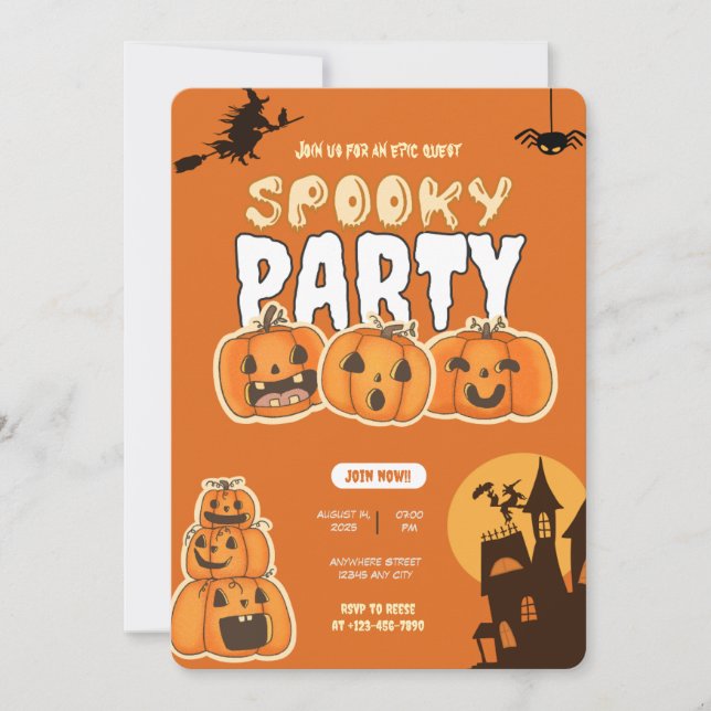 Convites Convocação para o Dia das Bruxas (Frente)