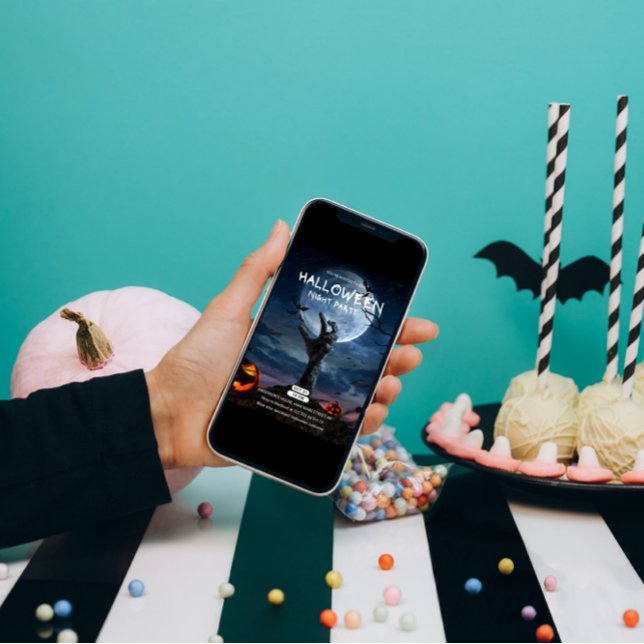 Convites Convocação para o Dia das Bruxas de Lua e Bony (Criador carregado)