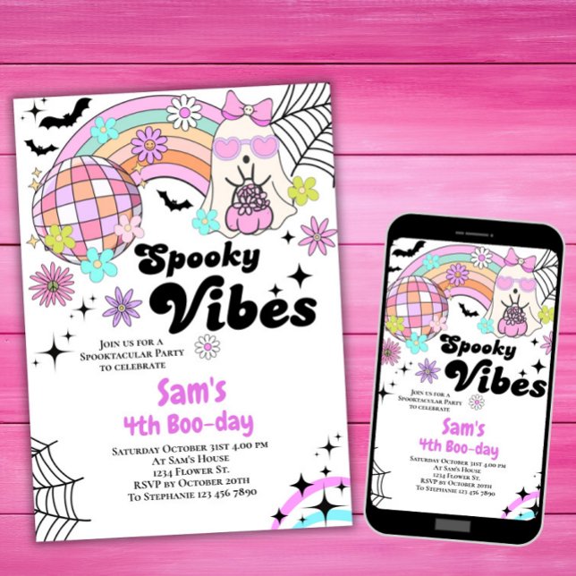 Convites Convocação para o Halloween Crianças Cute Retro Gh (Criador carregado)