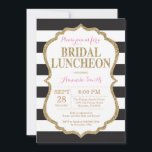 Convites Convocação para o Lunco Bridal, Rosa Preto e Doura<br><div class="desc">Convocação para o Lunco Bridal Dourada e Rosa Negra. Dourada Glitter. Black and White Stripes. Para mais personalização,  clique no botão "Personalizar" e use nossa ferramenta de design para modificar este modelo.</div>