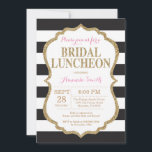 Convites Convocação para o Lunco Bridal, Rosa Preto e Doura<br><div class="desc">Convocação para o Lunco Bridal Dourada e Rosa Negra. Dourada Glitter. Black and White Stripes. Para mais personalização,  clique no botão "Personalizar" e use nossa ferramenta de design para modificar este modelo.</div>