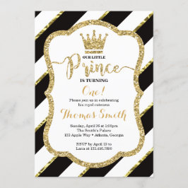 Convites Convocação para o Príncipe Aniversário a Preto e D