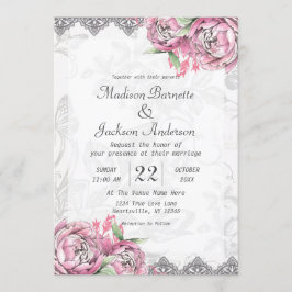 Convites Convocação Romântica para Casamento Floral de Chic