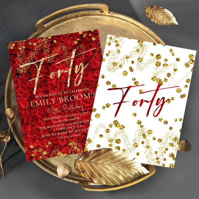 Convites Convocação Rosa aniversário de 40 anos 40 Turca (Criador carregado)