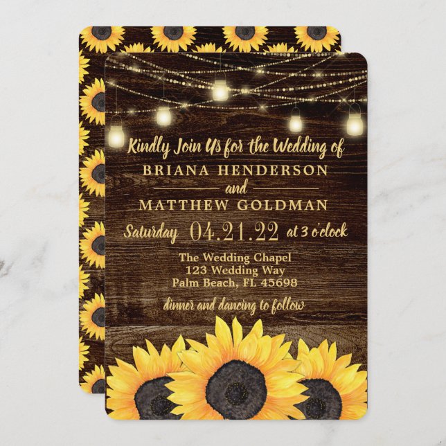 Convites Convocação Rustic Country Weding Mason Jar Lights (Frente/Verso)