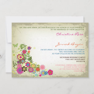 Convites Convocações para Casamento Floral de Entrada