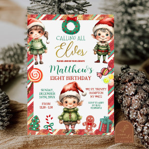 Convites Convocando Todos os Elfos Natal Bolo de Aniversári