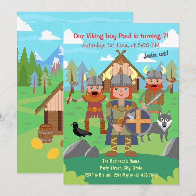 Convites Convocando todos os garotos vikings para um Convit (Frente/Verso)