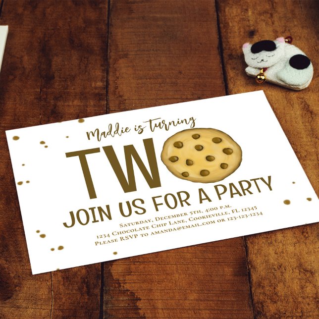 Convites Cookie de Festa de segundo aniversário (Chocolate chip cookies second birthday invitations)