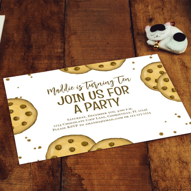 Convites Cookie festa de aniversário (Chocolate chip cookies birthday invitations)