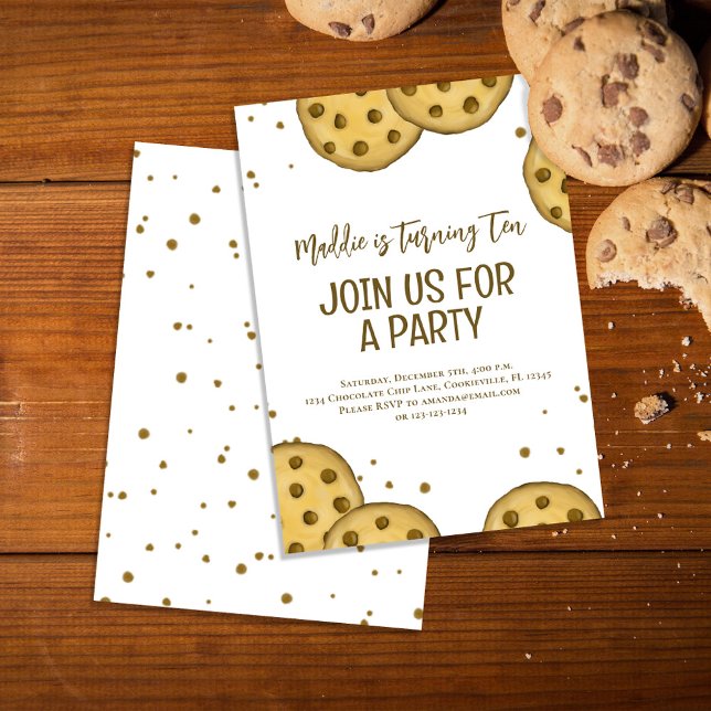 Convites Cookie festa de aniversário (Chocolate chip cookies birthday invitations)