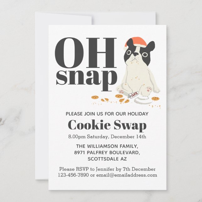 Convites Cookie Swap Cute Puppy e Cookies (Frente)