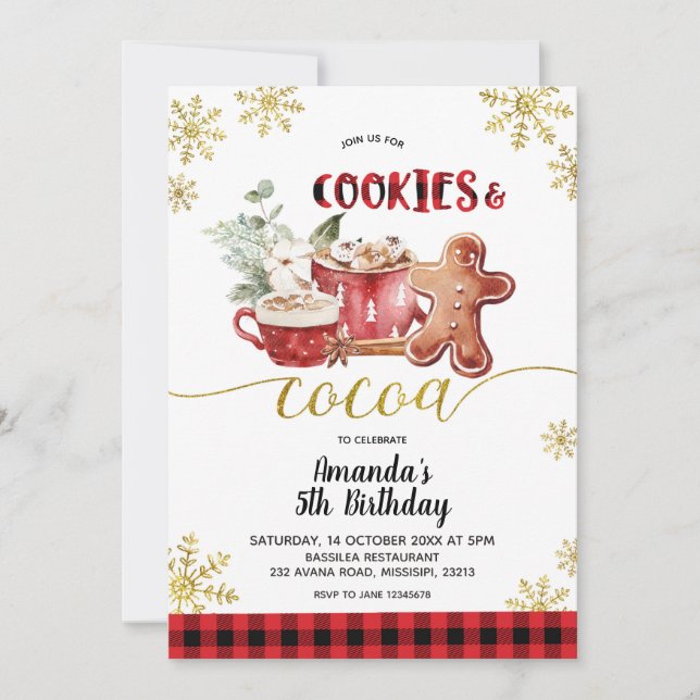 Convites Cookies and Cocoa Christmas Winter Birthday (Frente)