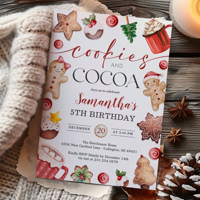Convites Cookies and Cocoa Winter Birthday Invitation (Cookies and Cocoa Winter Birthday Invitation
)
