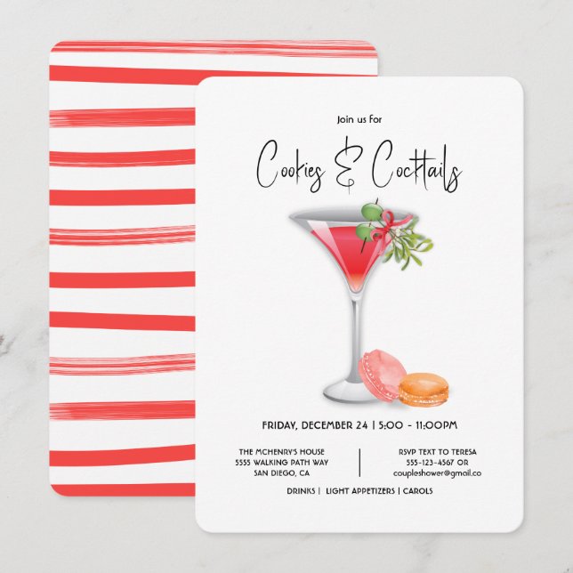 Convites Cookies & Cocktails do Natal (Frente/Verso)