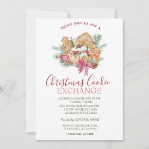 Convites Cookies de Natal com Aquarela Estrelas Natal Verde