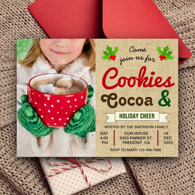 Convites Cookies e Cacau | Festa de Natal com Chocolate Que (Criador carregado)