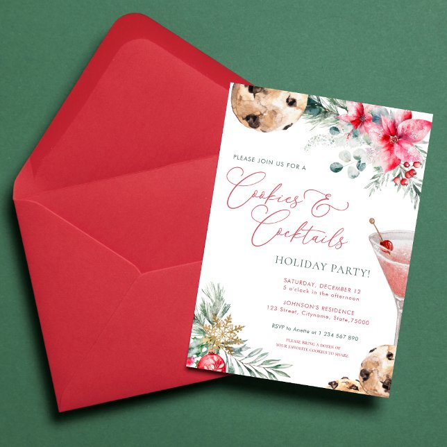 Convites Cookies e Cocktails Festa de Natal Férias de Natal (Criador carregado)