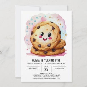 Convites Cookies Rosa Imprimíveis Personalizados Aniversári