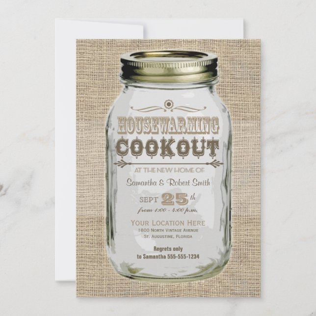 Convites Cookout Mason Jar (Frente)