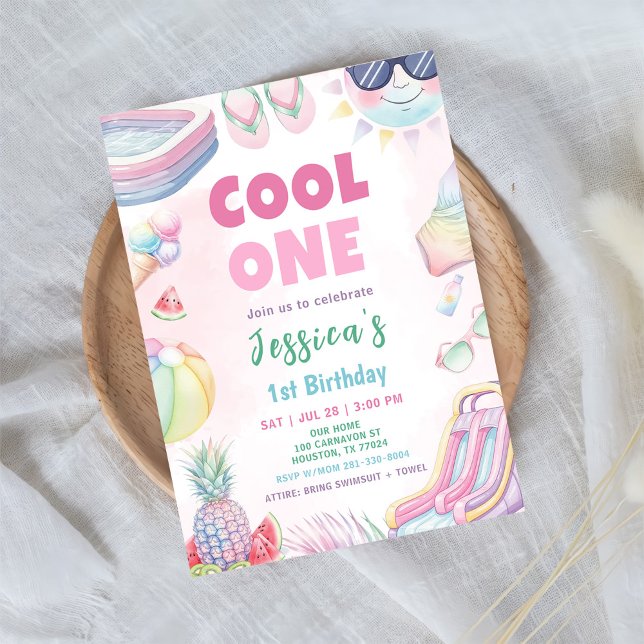 Convites Cool One - Summer Girl 1st Birthday Party (Criador carregado)