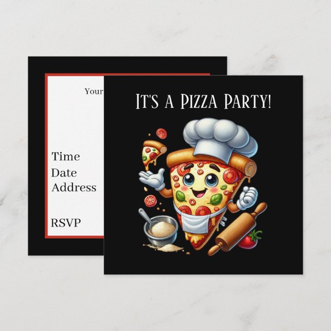 Convites Cool Pizza lovers party  (Frente/Verso)
