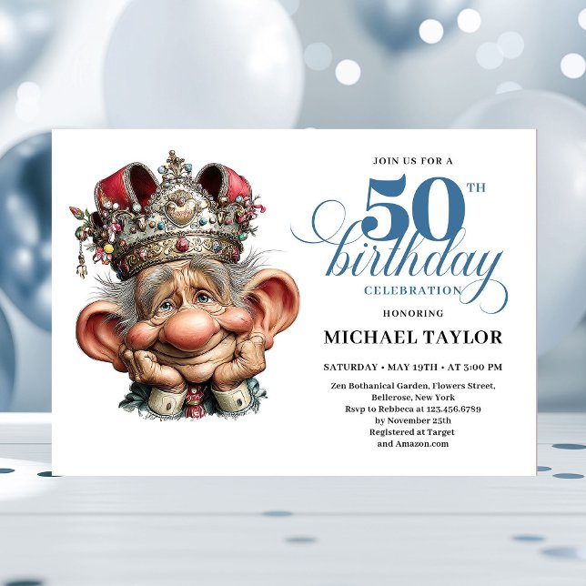 Convites Cool Quirky Man 50 Birthday Editable Invitation (Cool Quirky Man 50 Birthday Editable Invite)