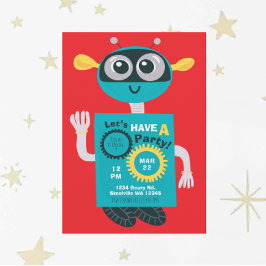Convites Cool Robot Boys Second Birthday Invitation