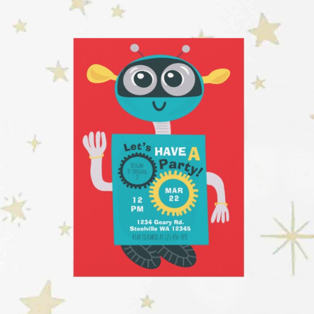 Convites Cool Robot Boys Second Birthday Invitation (Criador carregado)