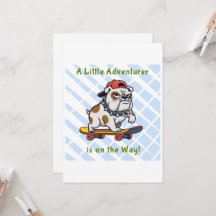 Cool Skater Bulldog Baby Shower Invitation Card