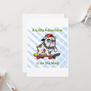 Convites Cool Skater Bulldog Baby Shower Invitation Card