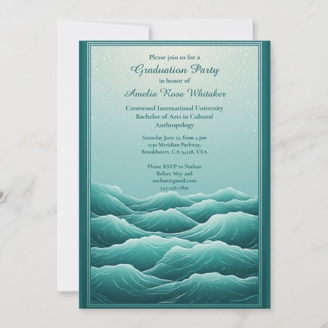 Convites Cool Tropical Beach Waves Seaside Graduation Party (Frente)
