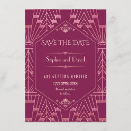 Convites Cooper Rosa Grande Gatsby anos 1920 Salvar A Data