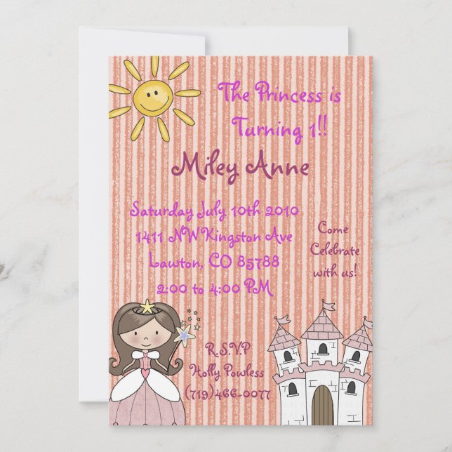 Convites cópia de princesa, a princesa está girando 1!!... (Frente)