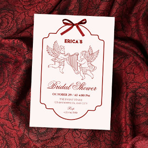 Convites Copo de anjo elegante cupido música chá de noiva