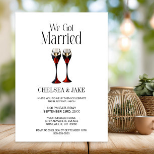 Convites Copo de Champanhe Vermelho Dourado Preto Casamento
